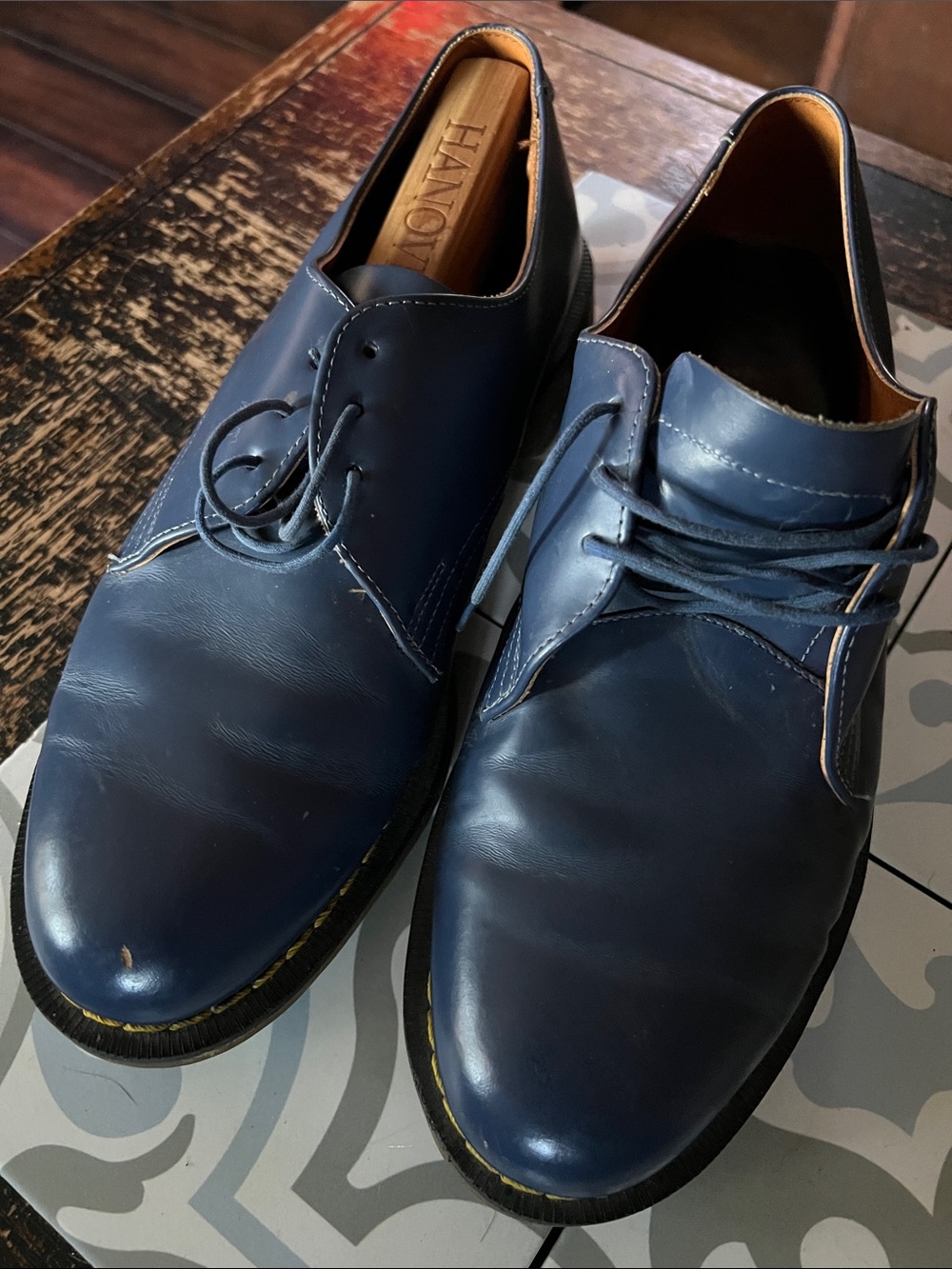 Dr. Martens Navy Leather Derby Shoes